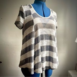 Chloe K Flowy Gray Striped Knit Top